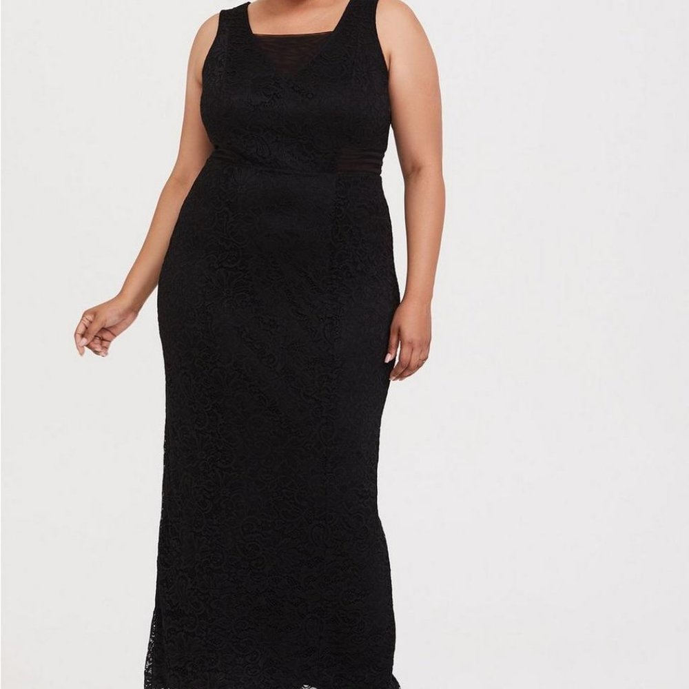 Torrid Women’s Dress Special Occasion Black Lace Square Neck Gown Plus Size 2X